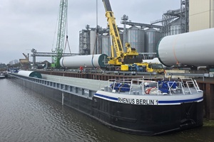 Unloading of the wind turbine components at the Port of Haren copyright Rhenus SE Co. KG
